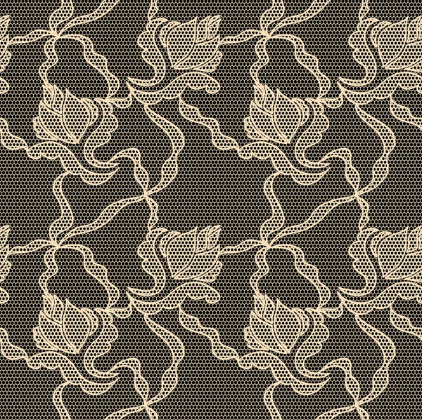 Tissu vectoriel en dentelle noire motif sans couture — Image vectorielle