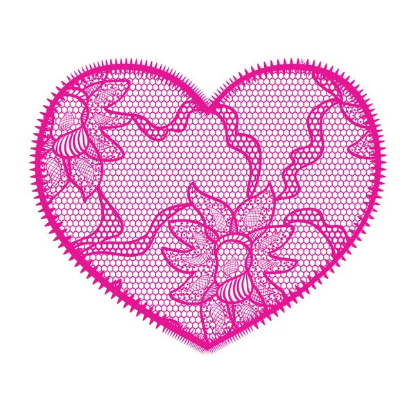 Lace heart pink applique — Stock Vector