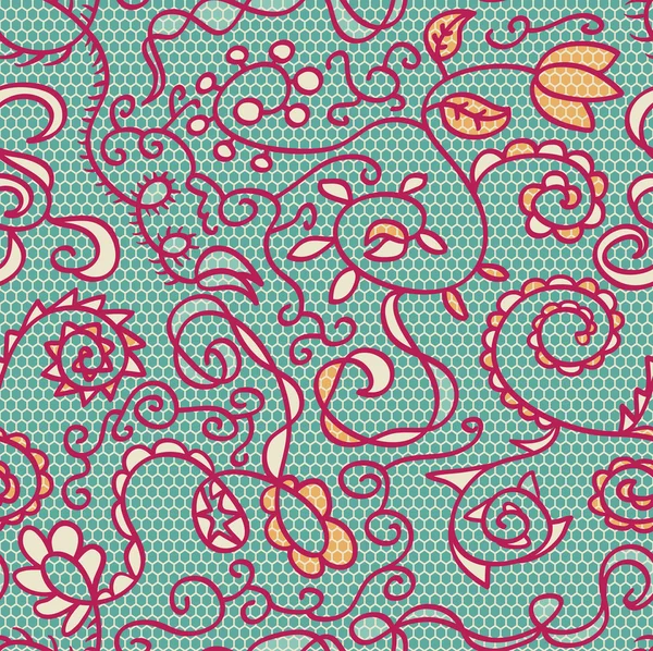 Printemps dentelle motif floral sans couture — Image vectorielle