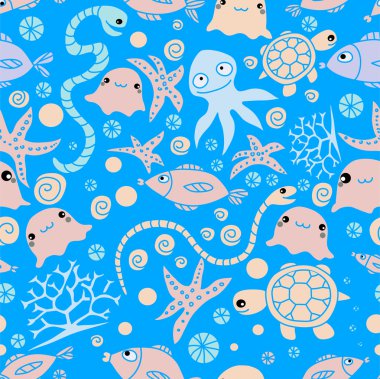 Funny sea seamless pattern clipart