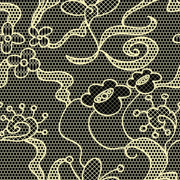 Black lace vector fabric seamless pattern — Stock Vector