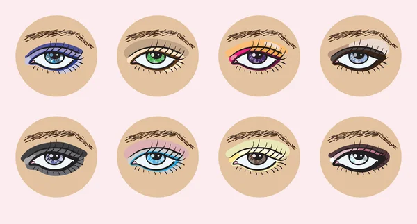 Set of vector beautiful female eyes. — Stock Vector