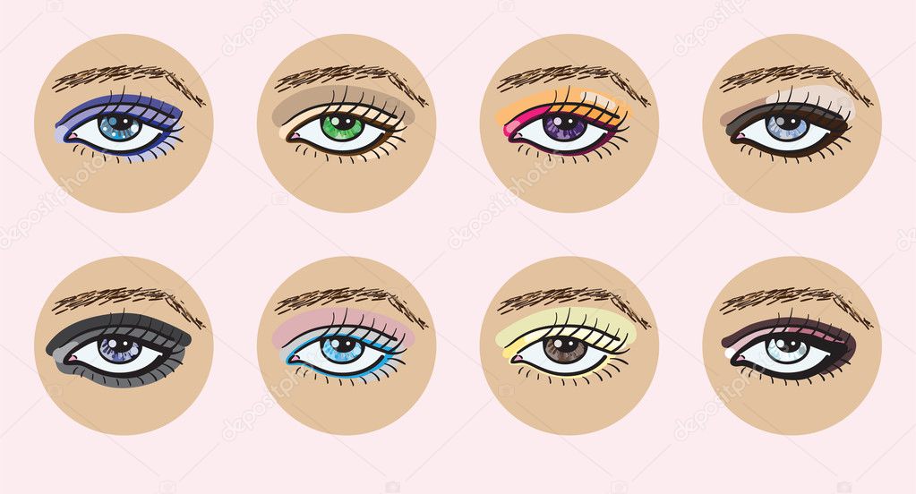 Set of vector beautiful female eyes.