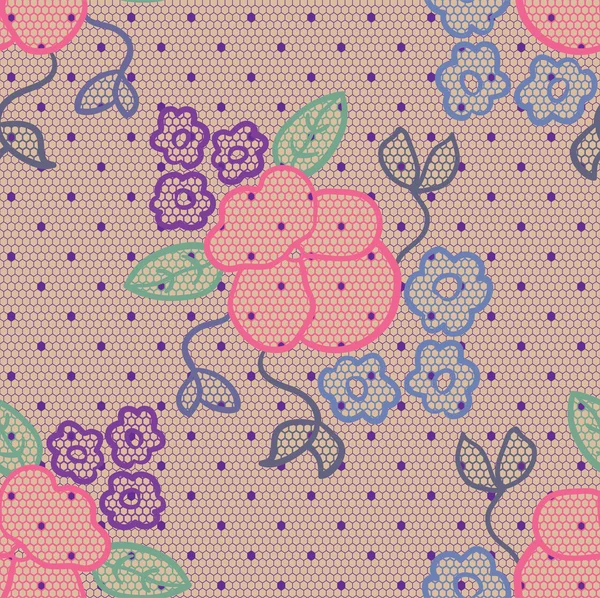 紫罗兰色花边矢量面料无缝模式 — 图库矢量图片