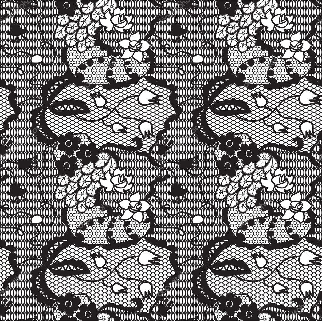 Black lace vector fabric seamless pattern Stock Vector by ©comotom0 ...
