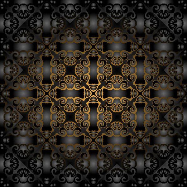 Чудовий чорний золотий безшовний візерунок — стоковий вектор