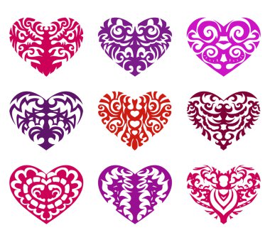 Set of tattoo hearts clipart