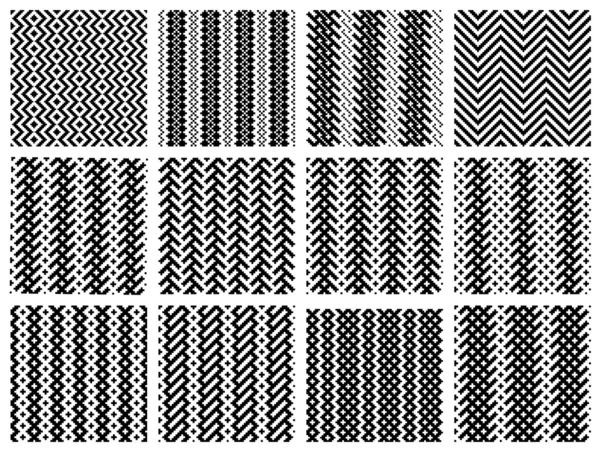 Set of 12 monochrome elegant seamless patterns — Stock Vector
