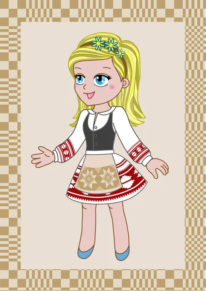 Slavic girl in traditional clothes — Stock Vector