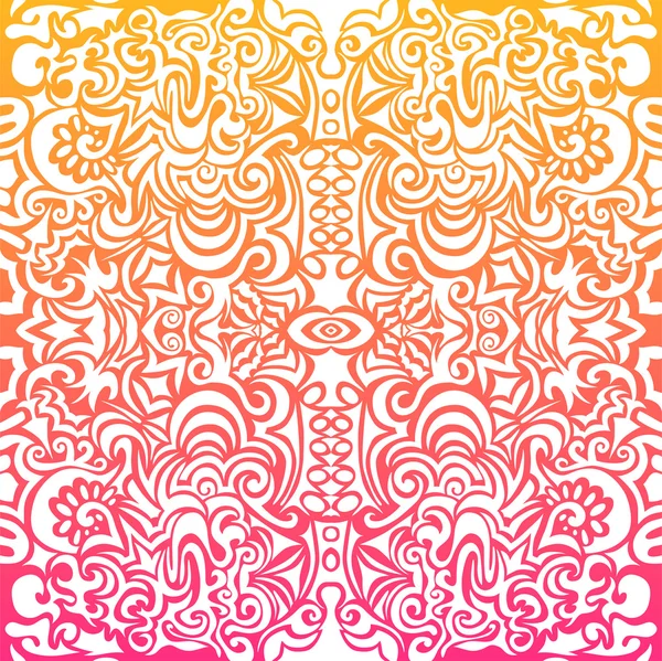 Weiße Tätowierung auf orange-rosa Muster — Stockvektor