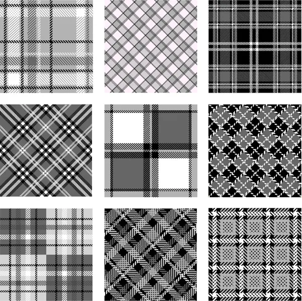 Black and white plaid patterns — Stock Vector