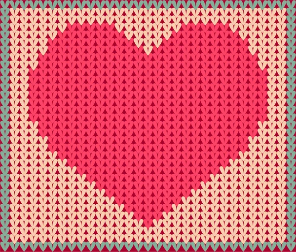 Knitted background with pink heart — Stock Fotó