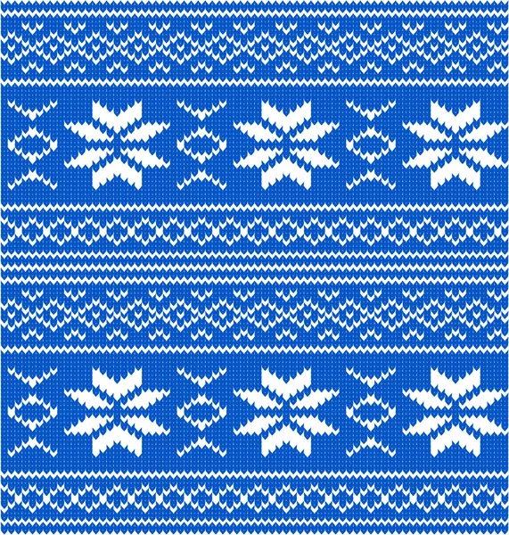白と青のニットのシームレスなパターン — ストックベクタ