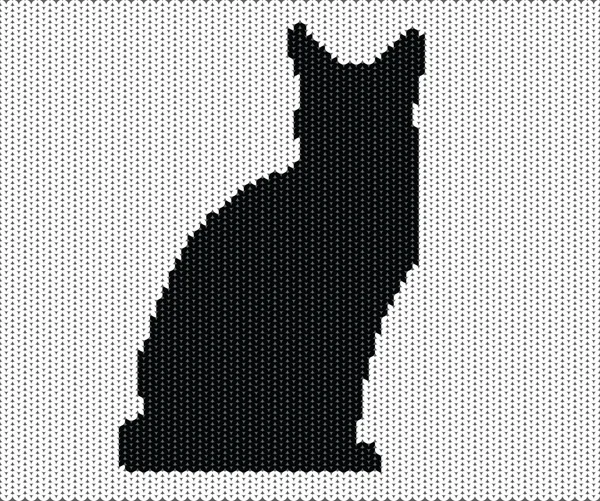 Silhouette of cat from knitted texture — Stock Vector
