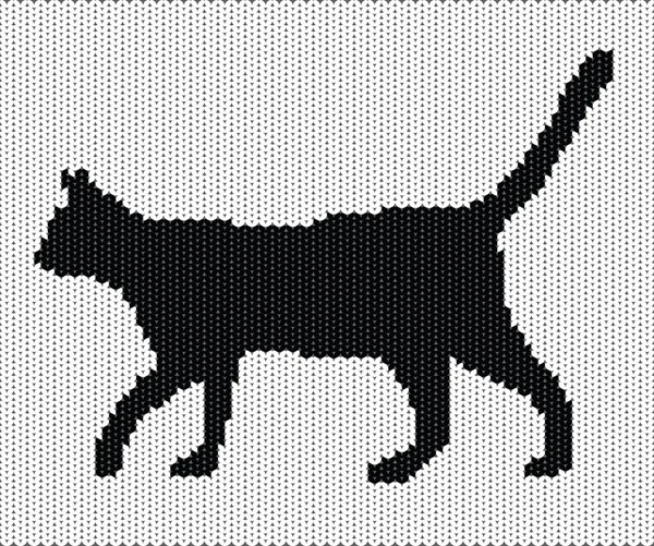 Silhouette of cat from knitted texture — Stock Vector