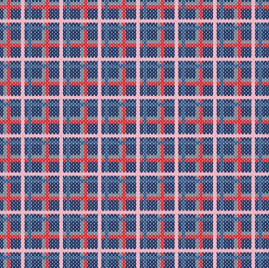 Seamless plaid pattern from knitted texture clipart