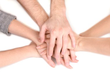 Group of young 's hands isolated on white clipart