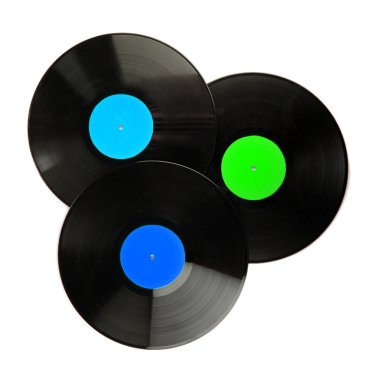 Black vinyl records isolated on white clipart