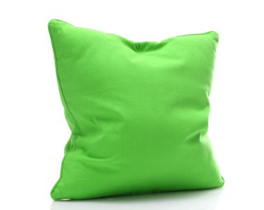 Bright green pillow isolated on white clipart