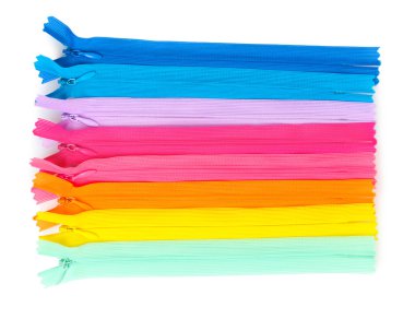 Multicolored zipper isolated on white clipart