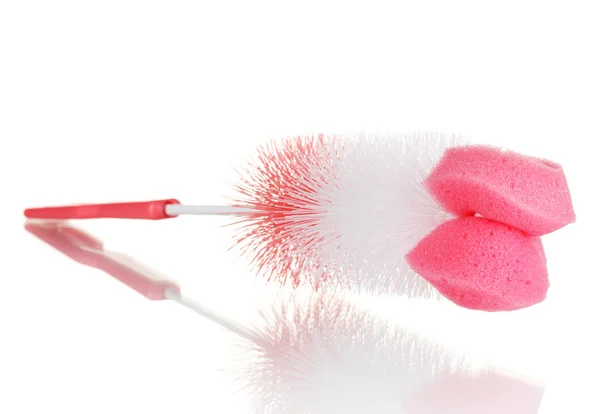 Pink cleaning brush isolated on white — Stock Photo, Image