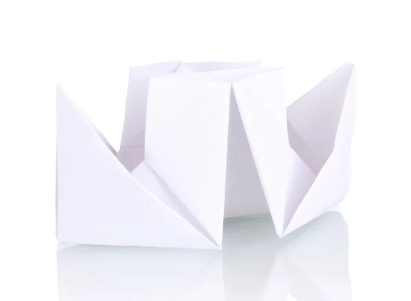 Origami papier stoomboot geïsoleerd op wit — Stockfoto