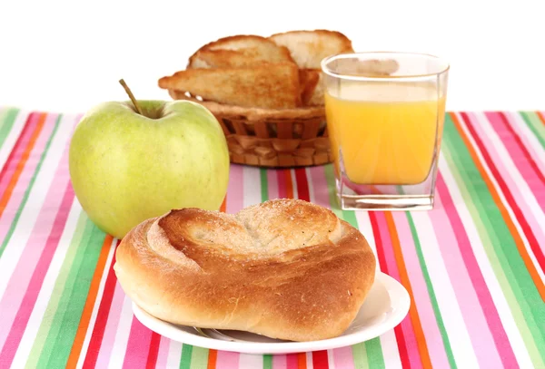 Colazione classica. Succo d'arancia e panino — Foto Stock