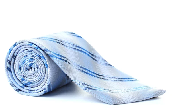 Blue rolled tie isolated on white — Stock Photo, Image