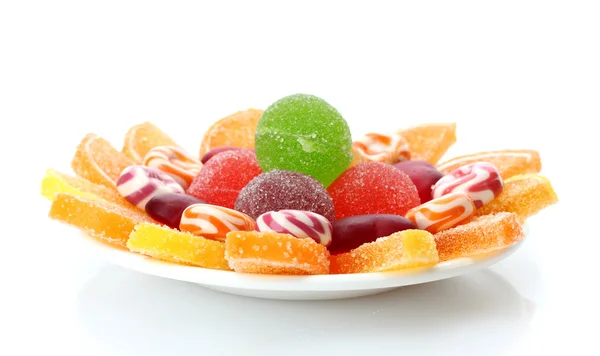 孤立在白色的板上多彩果冻糖果 — 图库照片