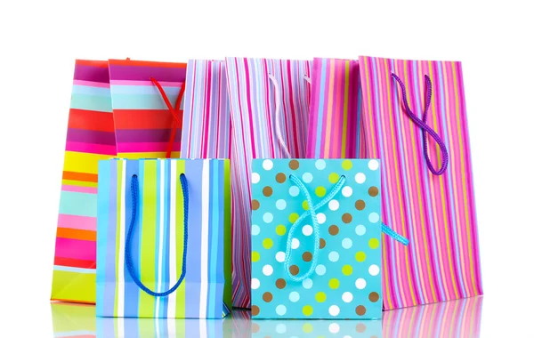 Kleurrijke geschenk zakken geïsoleerd op wit — Stockfoto