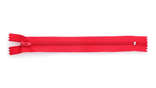 Red zipper isolated on white — Stock Photo, Image