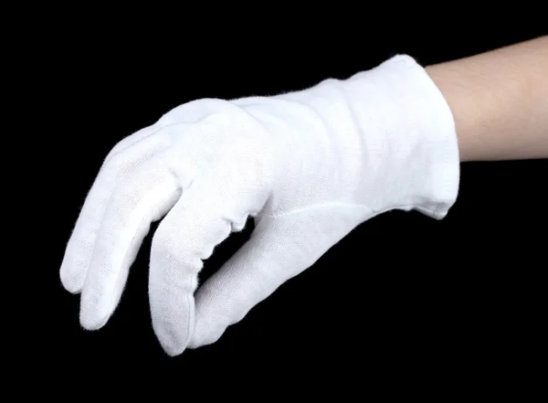 Tkaniny rękawice na dłoń na czarnym tle — Zdjęcie stockowe