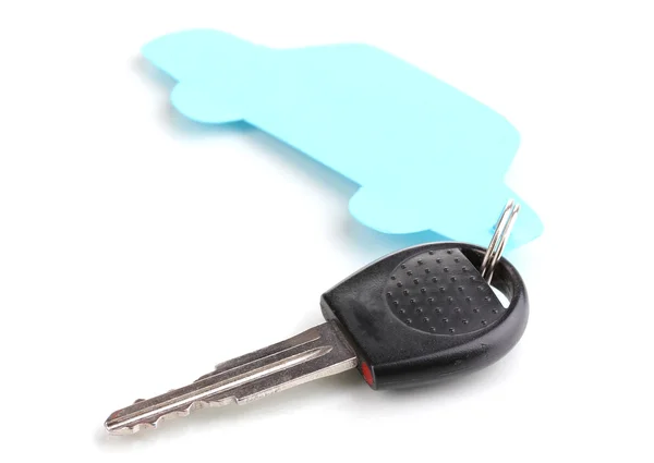 Car key with charm isolated on white — Stock Photo, Image