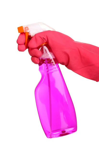 Tisztító spray a kezében elszigetelt fehér — Stock Fotó