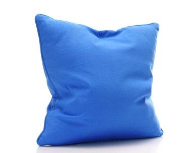 Bright blue pillow isolated on white