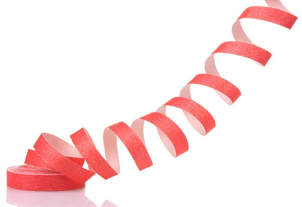 Red streamer isolated on white — Stock Photo, Image