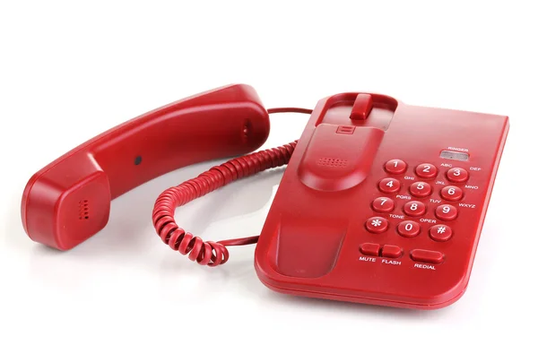 Teléfono rojo aislado en blanco — Foto de Stock