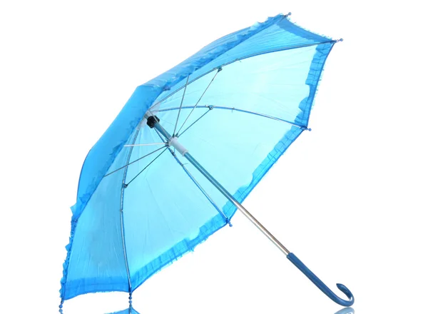 Paraguas azul aislado en blanco — Foto de Stock