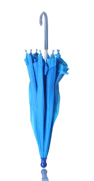 Синий зонтик, изолированный на белом — стоковое фото