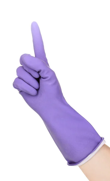 Temizlik eldiveni üzerinde beyaz izole renkli el — Stok fotoğraf