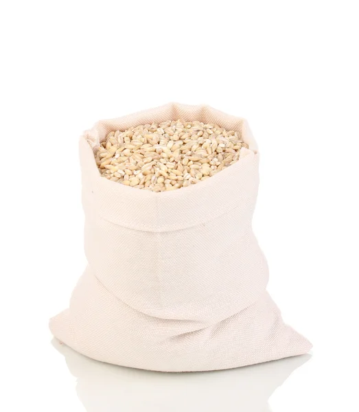 白で隔離される小麦の布バッグ — ストック写真