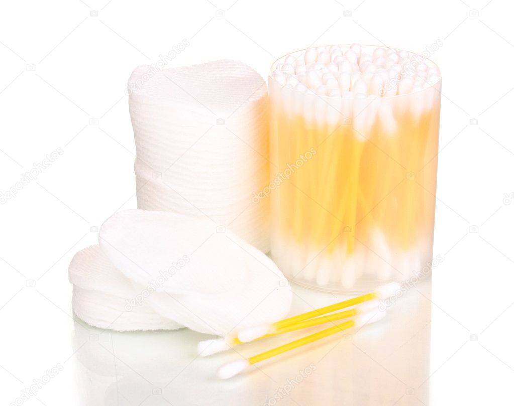 Cotton swabs and sticks isolated on white