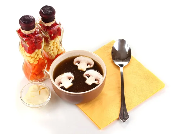 Tasty soup isolated on white — Stock Photo, Image
