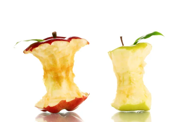 stock image Two bitten apples isolated on white