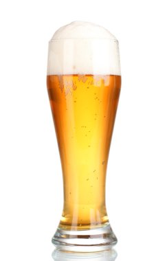 Glass of beer with isolated on white clipart