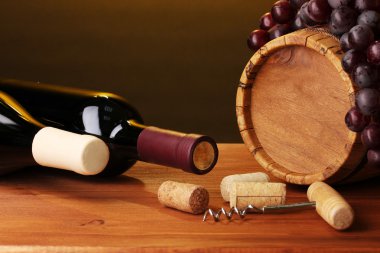 In wine cellar. Composition of wine bottles and runlet clipart
