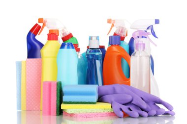 Cleaning items isolated on white clipart