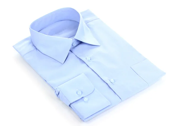 Nouvelle chemise homme bleue isolée sur blanc — Photo