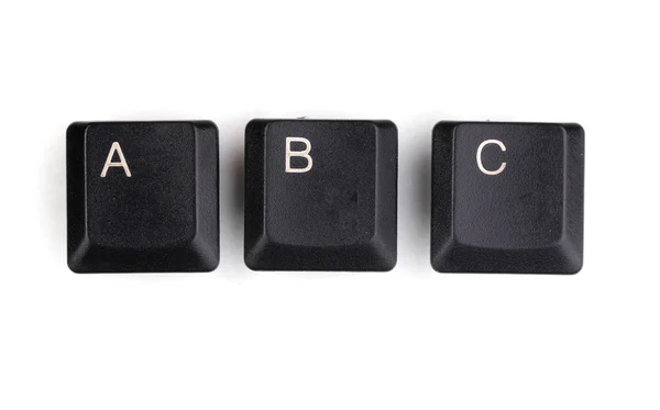 Toetsenbordtoetsen zeggen abc geïsoleerd op wit — Stockfoto