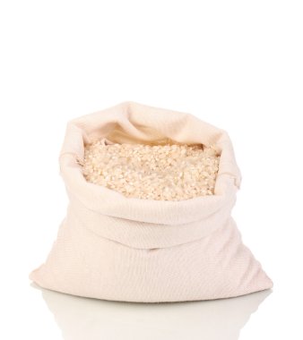 bez torba pirinç üzerine beyaz izole